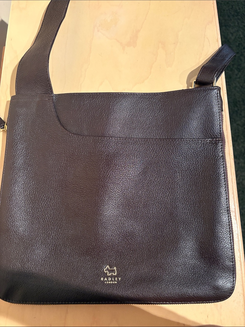 RADLEY LONDON Dark Brown Pebble Leather Crossbody Bag